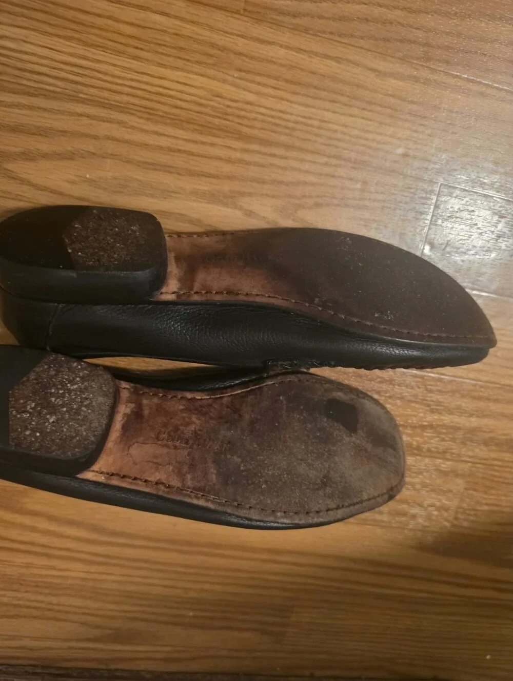 Cole Haan Black Leather Loafers with Brown Woven Vamp